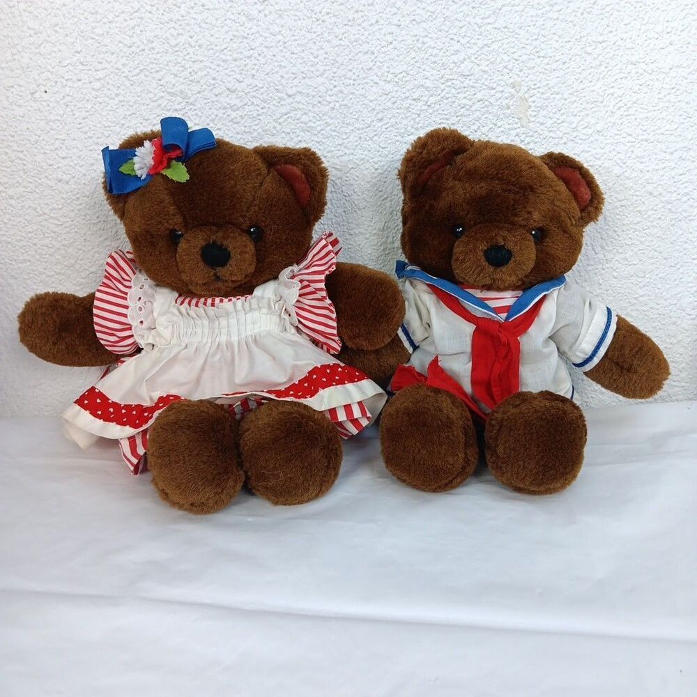 Dakin Bonny Beth And Butterfield Bears Plush Fourth of July Outfits Vintage 1984